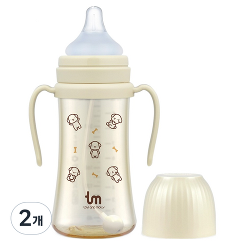 토비앤몰리 토비 PPSU 빨대 젖병, 280ml, 2개, 바닐라