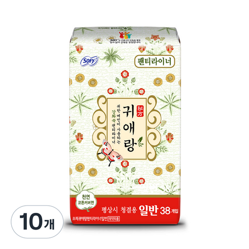 쏘피 귀애랑 팬티라이너, 일반, 38개입, 10개