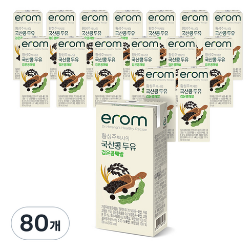 이롬 황성주 박사의 국산콩 두유 검은콩깨쌀, 80개, 190ml