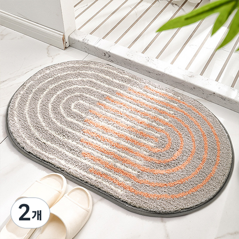 홈플로우 해피 스트라이프 욕실 발매트, 02, 2개