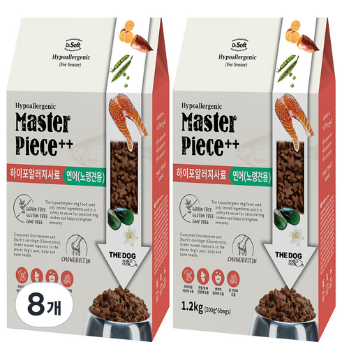 더독 노령견용 닥터소프트 명작 하이포알러지 소프트사료, 연어, 1.2kg, 8개