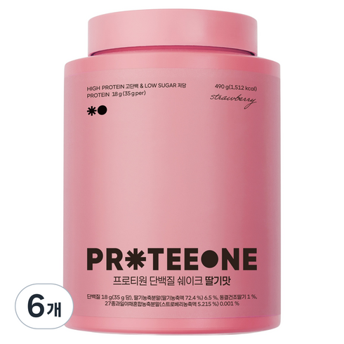 프로티원 단백질 쉐이크 딸기맛, 6개, 490g