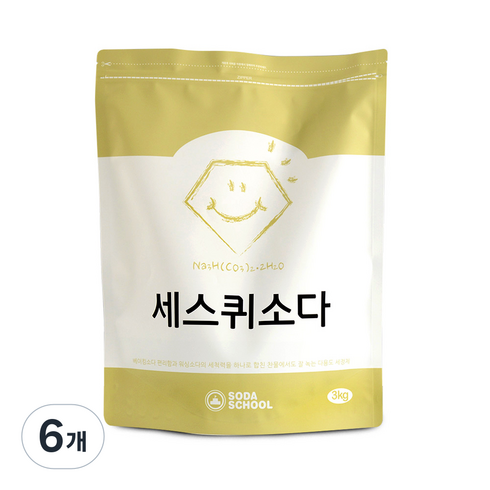 소다스쿨 대용량 세스퀴소다 세정제, 6개, 3kg