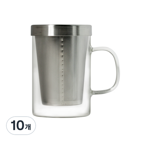 티도요 홈카페 스텐 차망 티머그컵 G107 500ml, 투명, 10개
