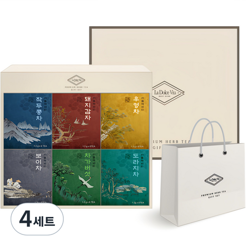 라돌체비타 프리미엄 전통차 선물세트 + 쇼핑백, 전통차 6종 + 쇼핑백, 4세트
