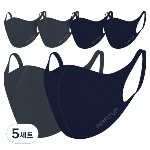아텍스 에어핏업 패션 마스크 L 2종 x 3p 세트, 네이비, 네이비, 네이비, 차콜, 차콜, 차콜, 5세트, 2매입