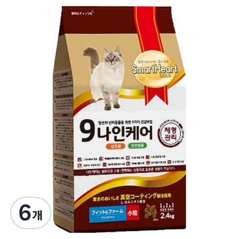 나인케어 고양이 기능성 사료 체형관리, 다이어트(체중유지), 2.4kg, 6개