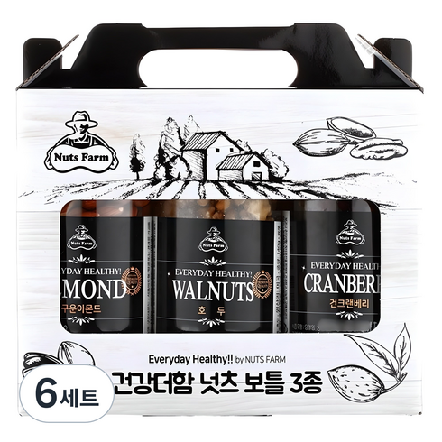 넛츠팜 건강더함 넛츠 보틀 3종 1호 선물세트 550g, 6세트