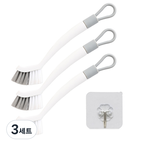 쇼핑죠이 틈새 수세미 솔 3p + 고리 세트, 화이트(솔), 3세트