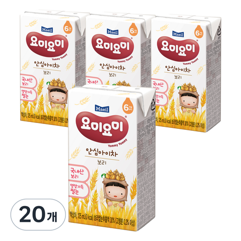 요미요미 안심아이차 보리, 125ml, 20개