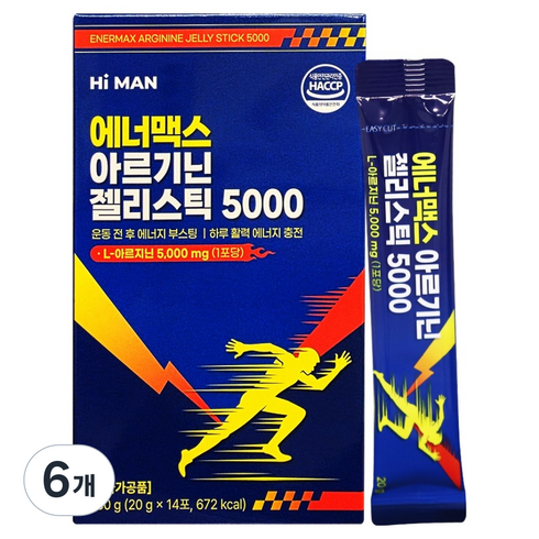 하이맨 에너맥스아르기닌 젤리스틱 5000 280g, 6개, 14회분