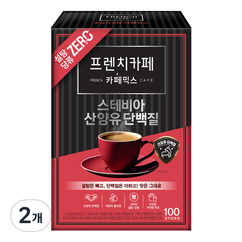 프렌치카페 스테비아 산양유 단백질 커피믹스, 11.1g, 100개입, 2개