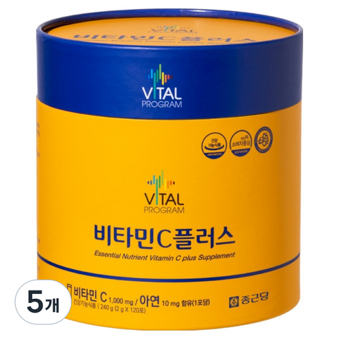 바이탈프로그램 비타민C 플러스 1000mg, 120회분, 5개