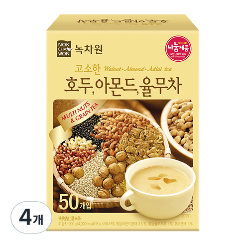 녹차원 고소한 호두아몬드율무차, 18g, 50개입, 4개