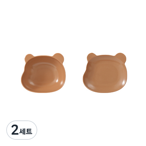 오체어스 곰돌이 도자기 디저트 요거트 접시 2종세트, 브라운, 볼 + 접시, 2세트