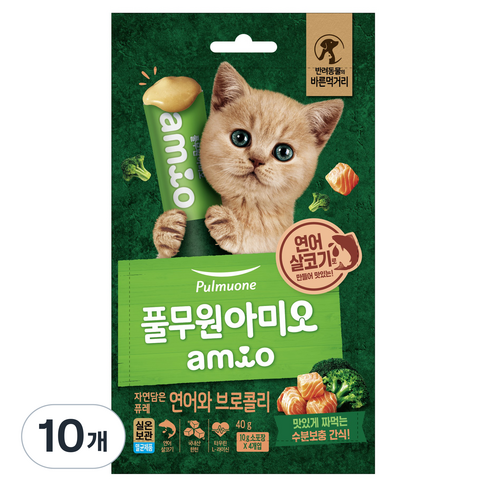 풀무원아미오 자연담은퓨레 연어와 브로콜리, 혼합맛(연어/브로콜리), 40g, 10개