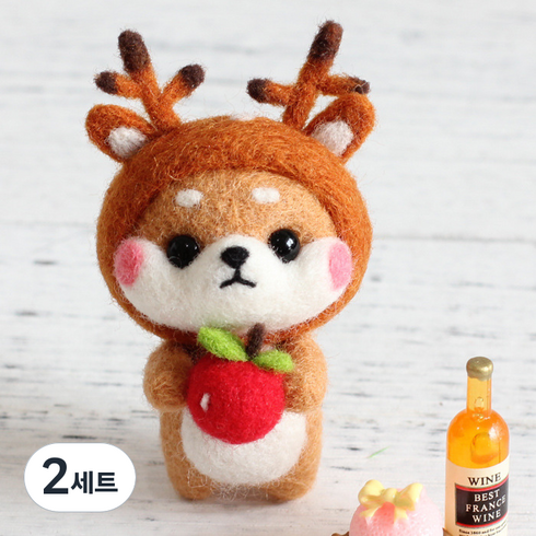 Healingcare 펠트 실 바늘 DIY 세트, 2세트, 29 디어 시바 이누