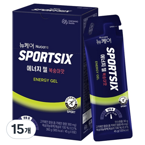 뉴케어스포식스 정품 에너지 젤 복숭아맛, 360g, 15개