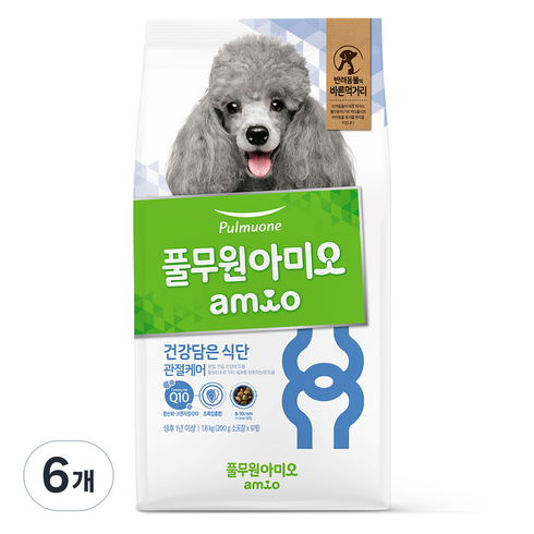 풀무원아미오 강아지 건강담은 식단 기능성 사료, 뼈/관절강화, 1.8kg, 6개