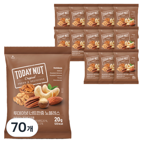 투데이넛 2주플랜 너트한줌 노블레스, 20g, 70개