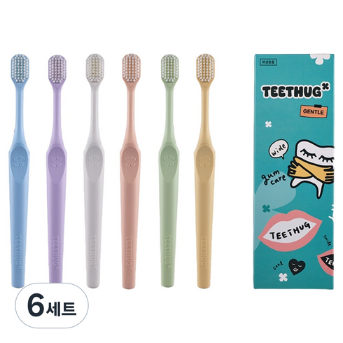 티스허그 이중 초극세모 젠틀 광폭칫솔 6종 세트, 6개입, 6세트