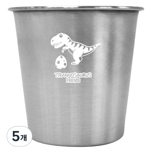 키친유 아동용 티라노 스텐 304 컵, 200ml, 5개, 혼합색상