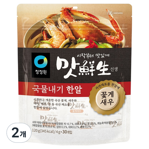 맛선생 꽃게 새우 국물내기 한알 30개입, 120g, 2개