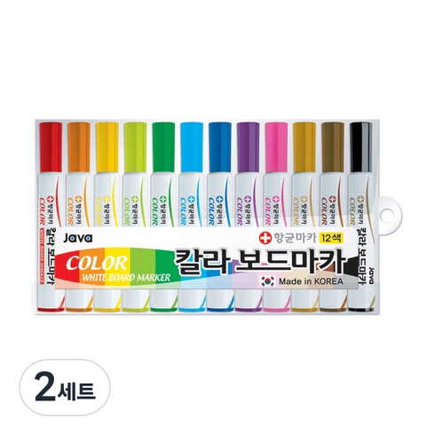 자바펜 칼라 보드마카, 검정, 파랑, 빨강, 녹색, 연두, 하늘, 노랑, 주황, 분홍, 보라, 황토, 고동색, 24개