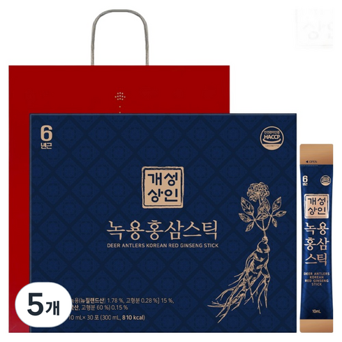 개성상인 녹용 홍삼 스틱 + 쇼핑백, 300ml, 5세트