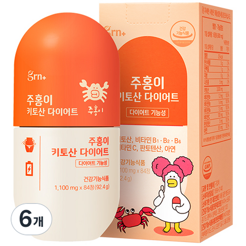 GRN 주홍이 키토산 다이어트 콜레스테롤 케어, 84정, 6개