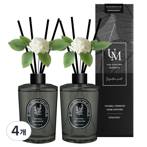 유멜 프리미엄 실내용 디퓨저, 담배화장실냄새제거, 510ml, 4개