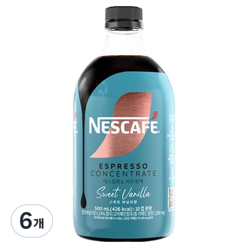 네스카페 에스프레소 커피 원액 스위트 바닐라향, 6개, 1개입, 500ml