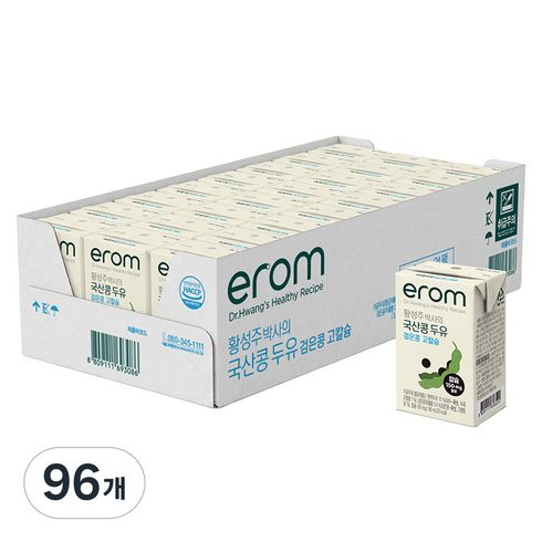 이롬 황성주 박사의 국산콩 검은콩 고칼슘 두유, 140ml, 96개