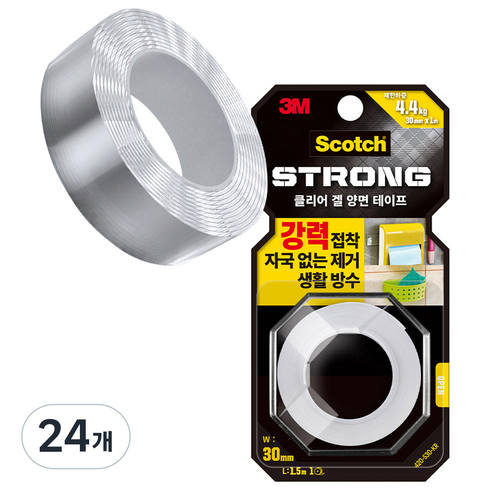 스카치 클리어 겔 양면테이프 30mm x 1.5m, 24개