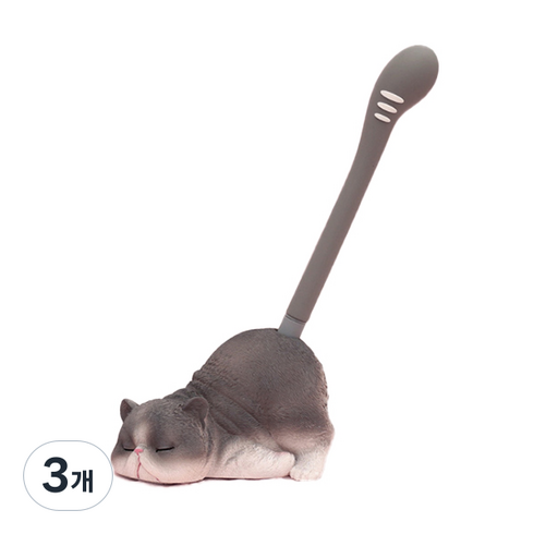 까마느 고양이 궁디팡팡 검정 젤펜, 블랙, 3개