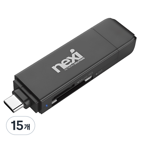 넥시 USB3.1/3.0 OTG 카드리더기 마이크로 SD 카드 NX-U3130CR NX610, 78mm, 블랙, 15개