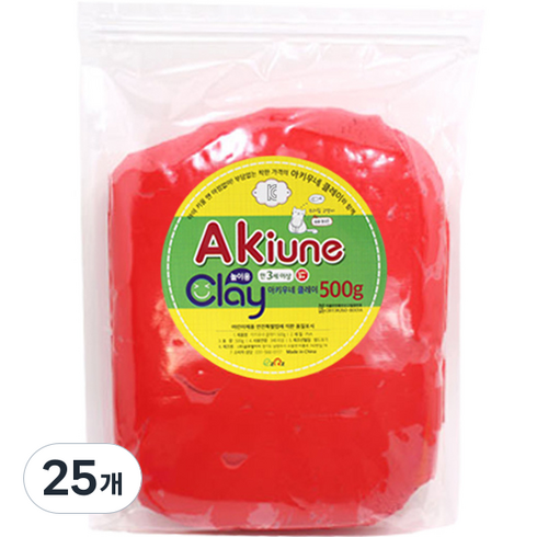 아키우네 유아용 지퍼백 클레이, 빨강, 500g, 25개