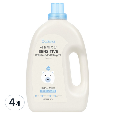 베비언스 세상깨끗한 센서티브 베이비 세탁세제 무향, 1.5L, 4개