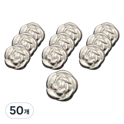 쿠미핸즈 빈티지 로즈 단추 15mm, 실버, 50개