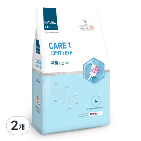 네츄럴랩 강아지 케어 유기농 기능성 사료, 관절+눈건강, 6kg, 2개