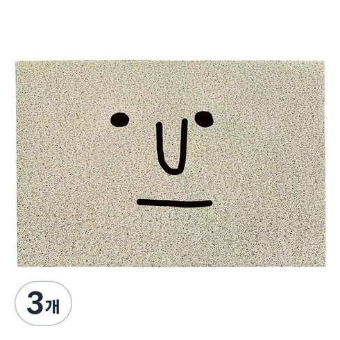 심플바이 현관 미끄럼방지 코일 발매트, 그레이얼굴, 3개