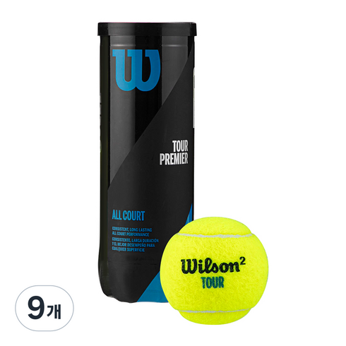 윌슨 TOUR PREMIER ALL CT 3 BALL CAN, Optic yellow, 9개