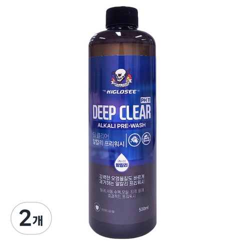 하이글로씨 딥 클리어 알칼리 프리워시 세정제, 2개, 500ml