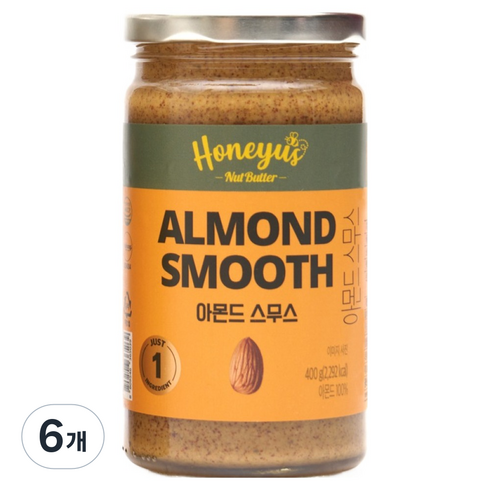 허니어스 넛버터 아몬드스무스, 400g, 6개