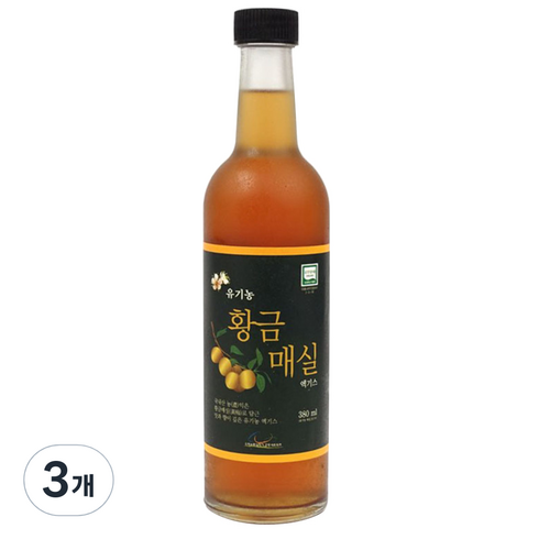우리농 유기농 황금 매실 엑기스, 380ml, 3개