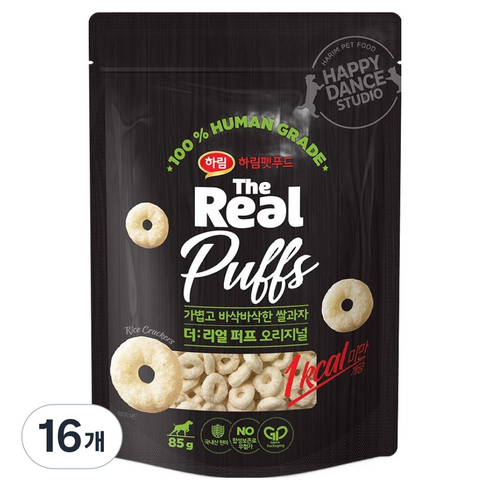 하림펫푸드더리얼 강아지 퍼프 쌀과자, 오리지널, 85g, 16개