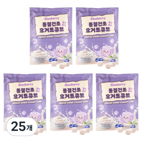 파베글라스 동결건조 요거트 큐브, 블루베리, 10g, 25개