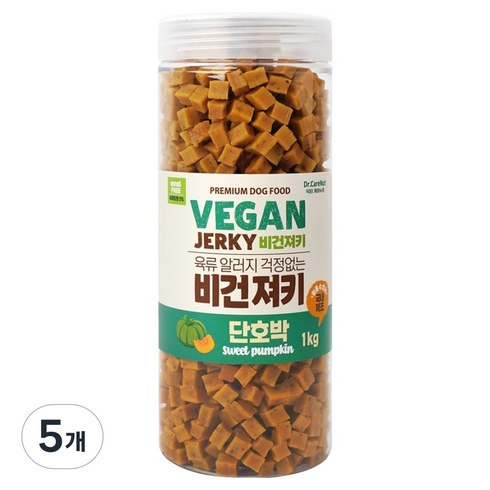 닥터케어누트 강아지 비건 영양 육류 알러지 케어 대용량 져키, 5개, 1kg, 단호박