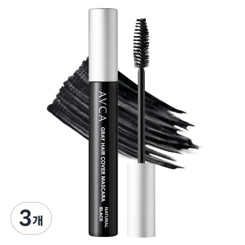 아브카 래피드 새치 커버 헤어 마스카라 7g, 내추럴 블랙, 3개