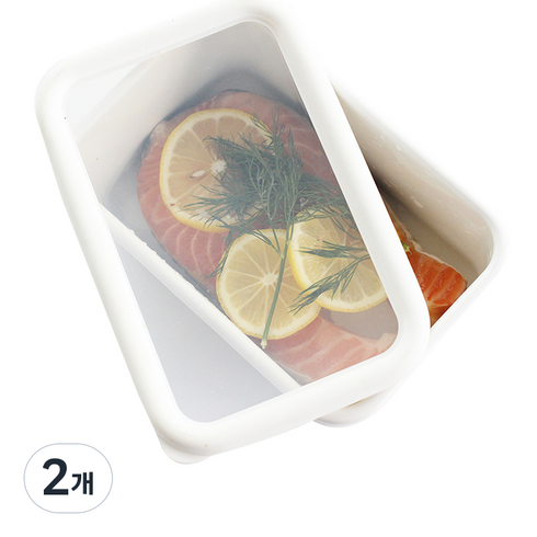 아카시아 법랑 사각 오븐용기 L, 화이트, 2개